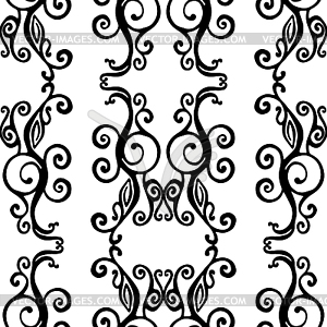 Seamless hand drawn pattern. Black and white doodle tex - vector clip art