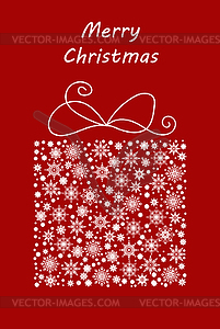 Gift box made of snowflakes and snow. for - vector image