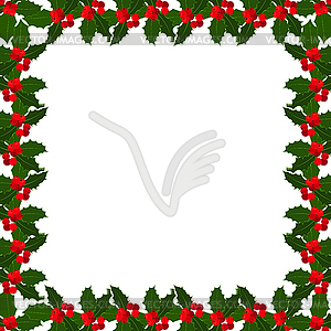 Christmas holly berries frame background - vector image