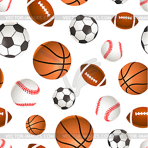 Спортивные мячи для игры в футбол, баскетбол, бейсбол и - векторный клипарт Royalty-Free