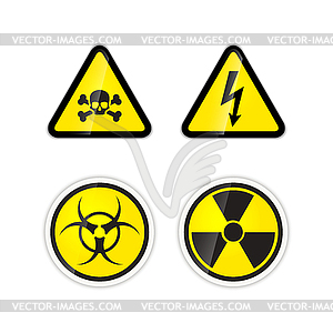 Set of four warnings signs for high voltage, - vector clipart