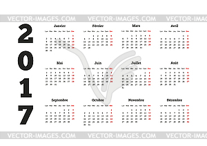 Simple calendar on french language - vector clipart