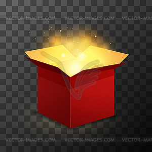 Red box with magic light on transparent background - vector clipart / vector image