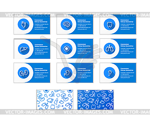 Business cards for doctors of different - color vector clipart
