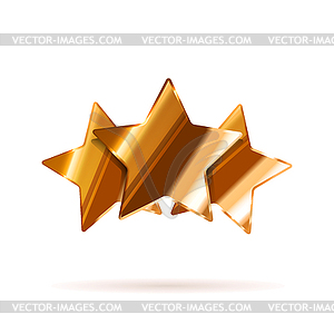 Three glossy bronze rating stars with shadow - vector clipart