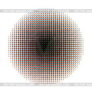 Round halftone screen pattern in CMYK colours - vector image