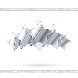 Five glossy silver rating stars - vector image