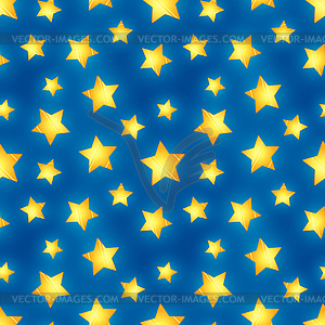 Glossy golden stars on blue, seamless pattern - vector image