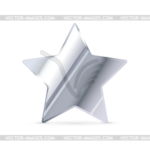 Glossy silver rating star with shadow - vector clipart