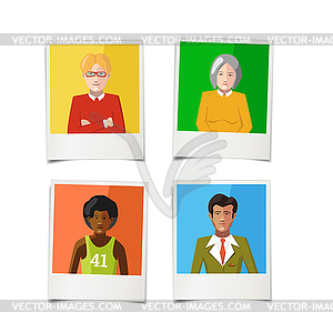 Four different polaroid instant photos with flat - vector clip art