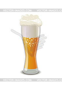 Стакан светлого пива с пеной, - иллюстрация в векторном формате