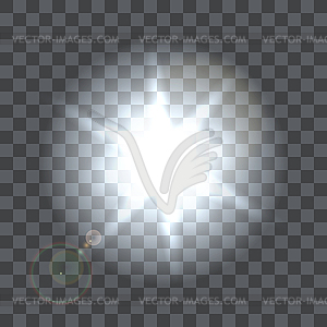 Lens flare beam on transparent background - vector image