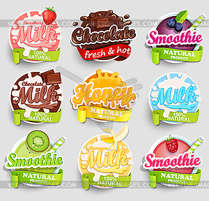 Set of nine labels splash - royalty-free vector image