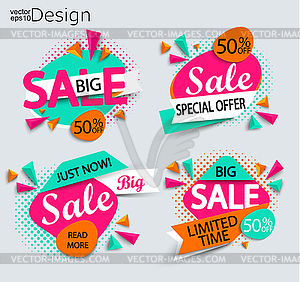 Sale - set of bright modern labels - vector image