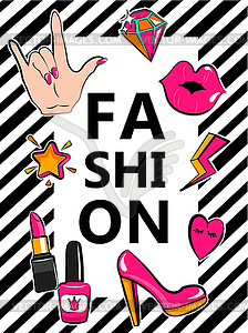 Template for fashion with stylish patch badges - vector image