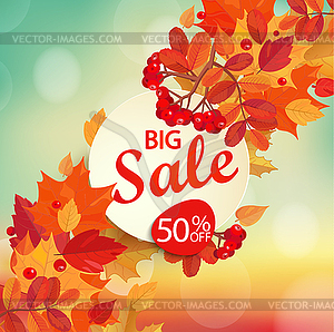 Big sale - autumn background - vector clipart