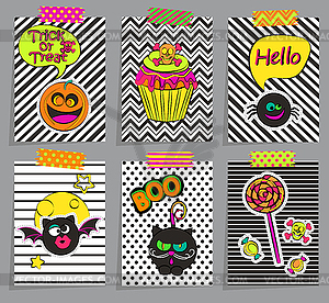 Set of stylish halloween cards - vector clip art