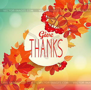 Give thanks - autumn background - vector clipart / vector image