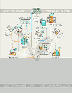 Плоский линейный концепция инфографики Eco - векторный клипарт EPS