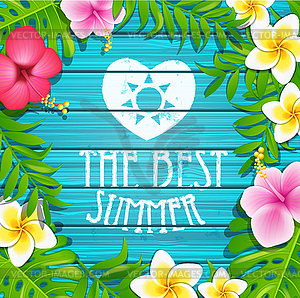 Summer frame with flowers - vector clip art