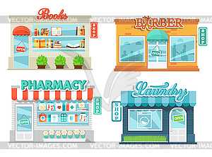 Shops and stores icons set - vector clip art