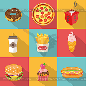 Fast food symbols - vector clipart