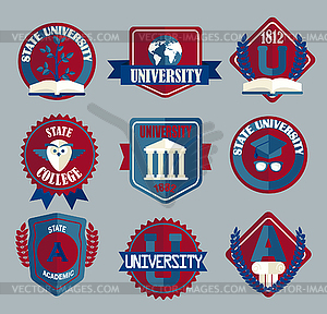 Set of university and college school badges - vector image