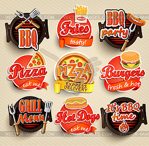 Fast food and BBQ Grill elements - vector image