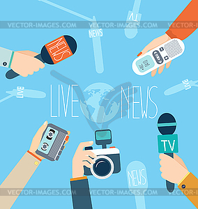 Journalism concept, . Live News - vector clip art