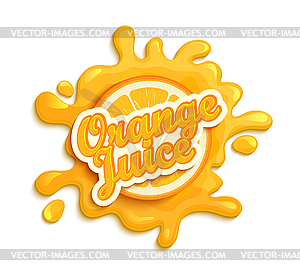 Всплеск этикетки Апельсиновый сок - векторный клипарт Royalty-Free