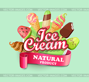 Мороженое эмблема - векторизованное изображение клипарта