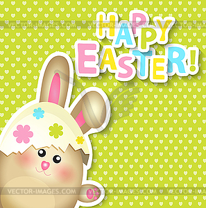 Happy Easter Greeting Card with rabbit - vector image