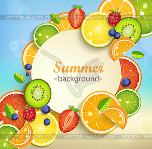 Summer background with tropical fruits - vector EPS clipart