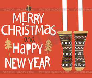 Christmas and Happy new year Greeting Card - royalty-free vector image