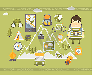 Concept of travelling - color vector clipart