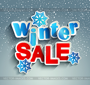 Winter sale inscription with snowflakes - vector clip art