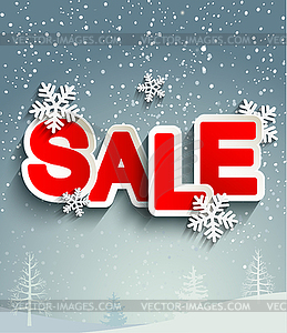 Sale inscription with snowflakes - royalty-free vector clipart