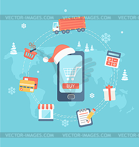 Concept of christmas discount - vector clipart