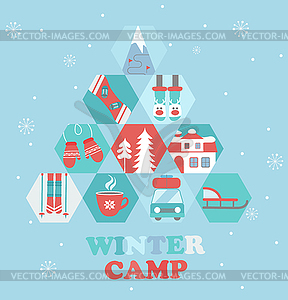 Christmas Holiday and Travel themed Camp poster - vector clipart