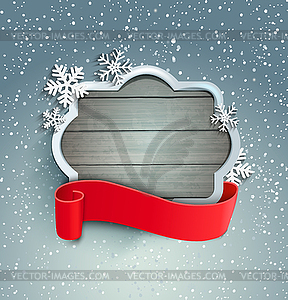 Winter background with vintage frame - vector clipart