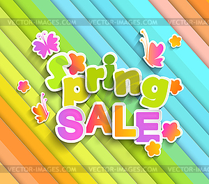 Inscription Spring sale with butterfly - vector clipart