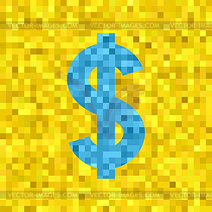 Символ Pixel доллар - векторный графический клипарт