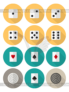 Board and card games flat icon set - vector image