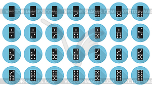 Double-six dominoes flat icon set - vector clip art