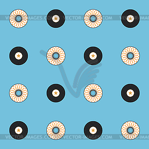 Records and CDs seamless pattern - vector image