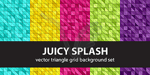 Triangle pattern set Juicy Splash. Seamless backgrounds - vector clip art