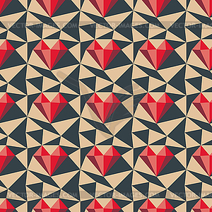 Heart pattern. Low poly seamless background - vector clipart