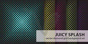 Diamond pattern set Juicy Splash. Seamless backgrounds - vector clip art