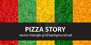 Треугольник шаблон набор Pizza Story. бесшовный - стоковый клипарт