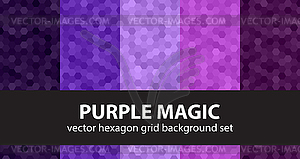 Hexagon seamless pattern set Purple Magic - vector image